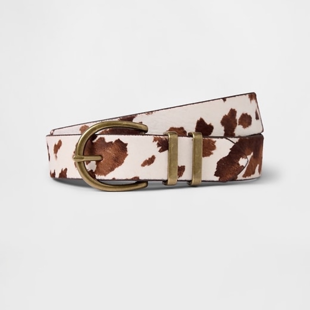 Cow Print Calf Hair Belt